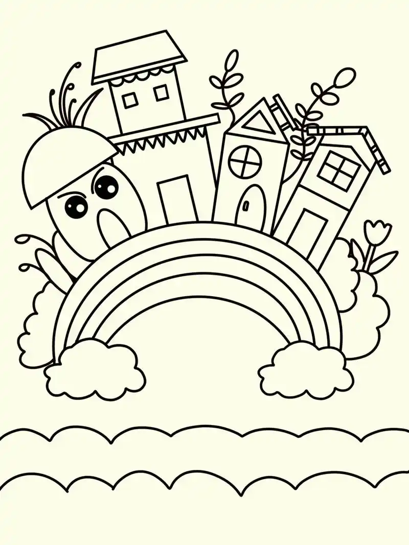 儿童画 创意画彩虹屋 房 房子 92彩虹小镇#儿童简笔画# ##创意儿童