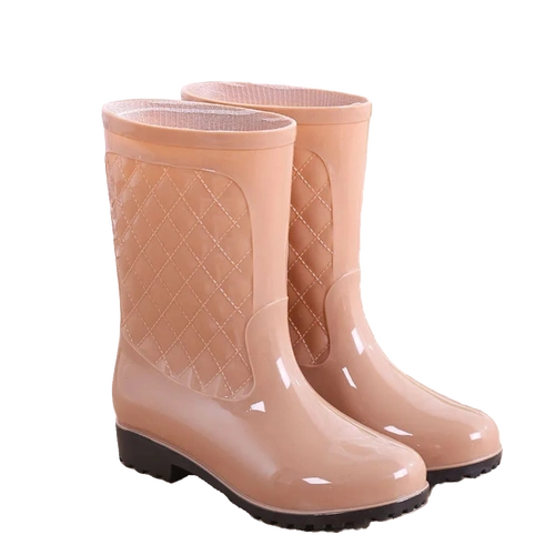 胶鞋中筒加绒雨鞋成人防滑高筒雨鞋雨靴防水鞋新款水靴女时尚套鞋