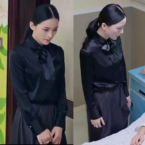 极光之恋同款_极光之恋赵韩樱子何静文同款黑色修身显瘦复古阔腿裤