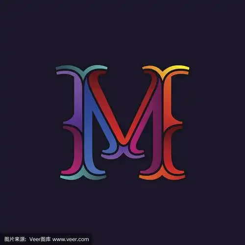 m字母图标在优雅的多色多面风格.