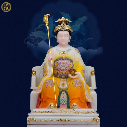 九龙圣母神像汉白玉居家家用供奉道教龙母娘娘摆件