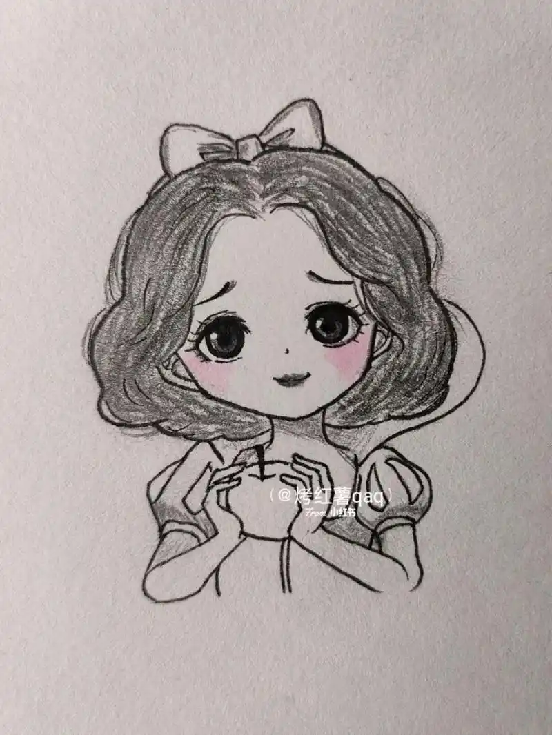 教你画白雪公主! #简笔画教程# #临摹# 原画师:阿瞳mao