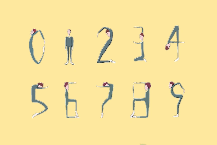 男版人体形状阿拉伯数字造型0-1-2-3-4-5-6-7-8-9