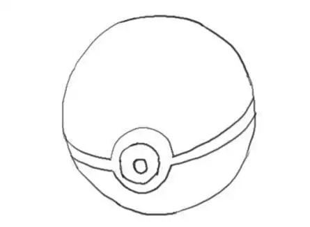 画精灵球上的圆圈,并且擦掉多余的部分.