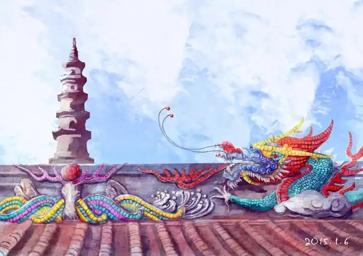 闽南建筑水彩插画 - 庄小治 - 原创作品 - 视觉中国(shijueme)