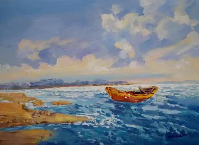 水粉风景(画面尺寸:51x48厘米)