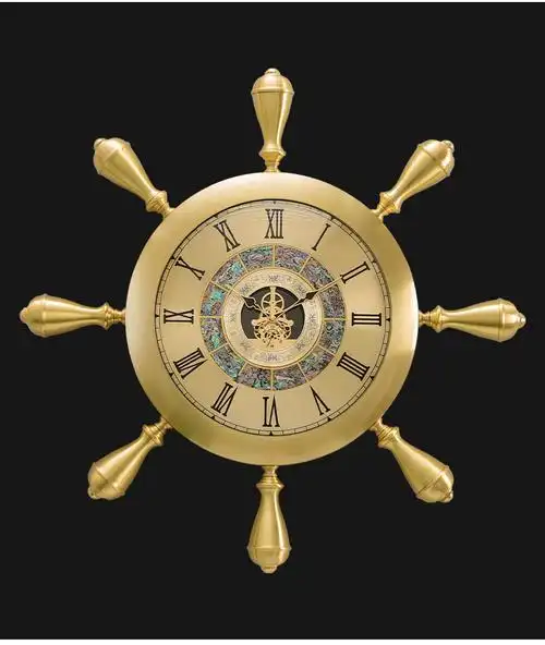 畅王 装饰钟表别墅艺术钟送爷爷酒店玄关表祝寿欧式客厅黄铜舵手挂钟