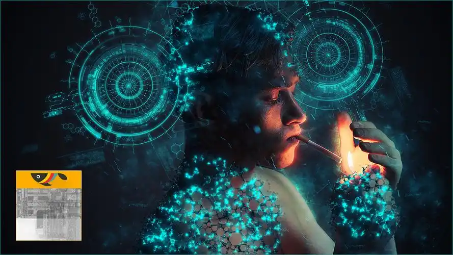 超酷科技感帅哥人物海报psd文件素材