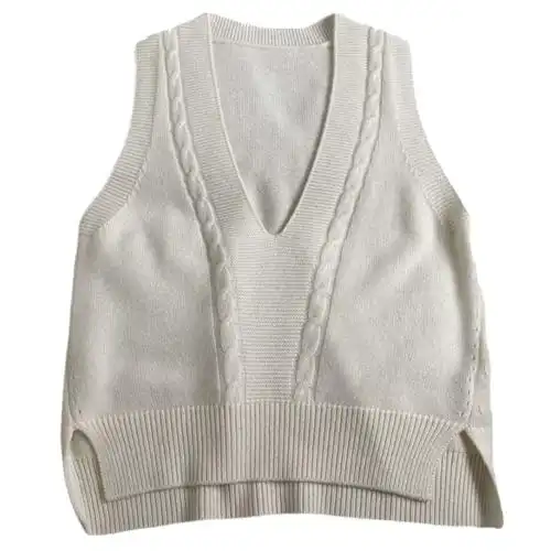 气质羊毛衫羊毛羊绒针织马甲背心大v领时髦性感毛衣法式女装秋季