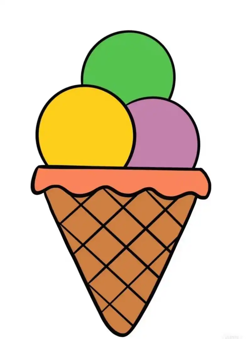 这次的是一个冰淇淋,结构简单,适合刚刚上幼儿园的小班小朋友上色,我