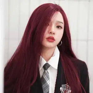 sassydandy前蕾丝假发女酒红色长卷发高温丝欧美ins透气时尚自然