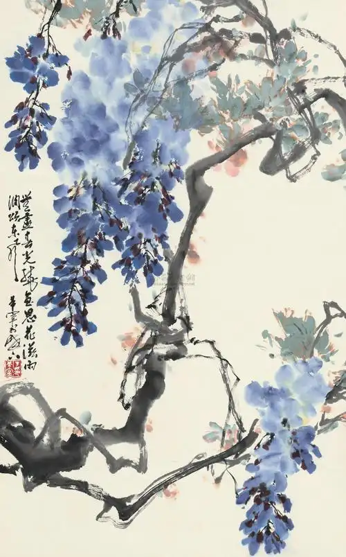 【紫藤 立轴 设色纸本】拍卖品_图片_价格_鉴赏_绘画_雅昌艺术品拍卖