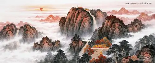 画家王宁旭日东升图丨一笔一画都营造出氤氲悠远的意境