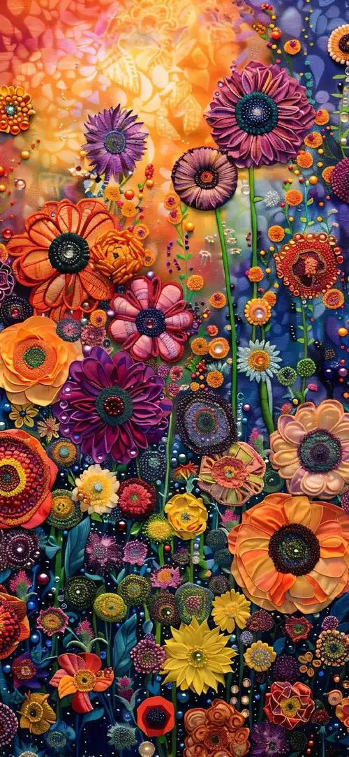 ai绘画#油画风花海壁纸 创意 花朵 15pm尺寸#高清壁纸图片