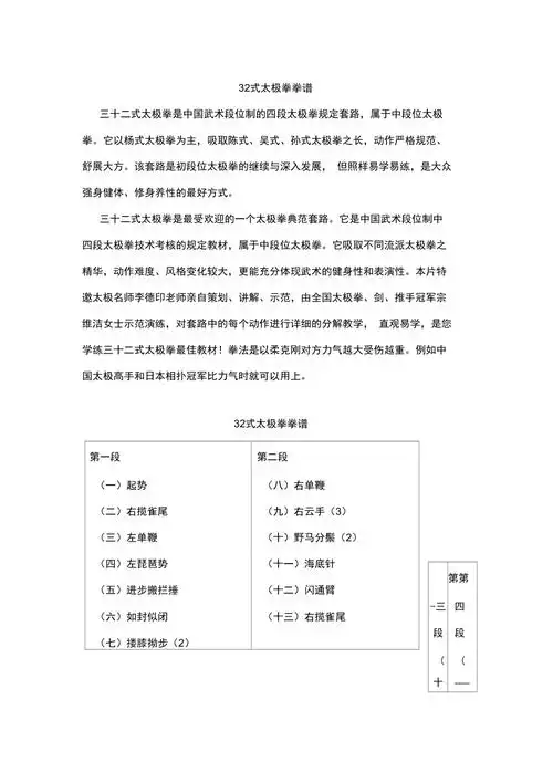 三十二式太极拳拳谱