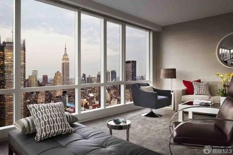简约客厅的落地窗装修效果图片