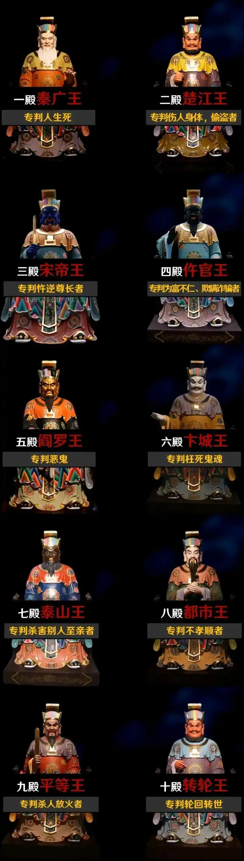 十殿阎王是民间流传主管地府十殿的十个掌控者,十殿阎王,其名分别为