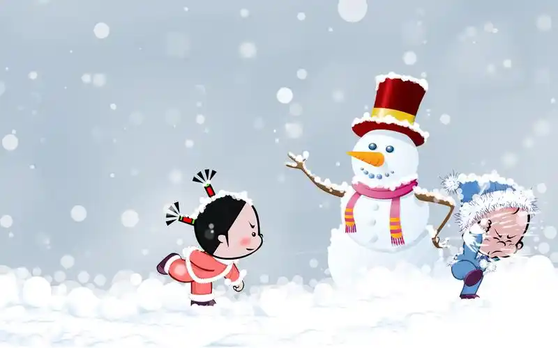 小破孩,可爱,萌,打雪仗,雪人,冬天,下雪小破孩壁纸图片