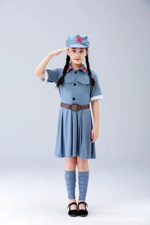 六一儿童演出服红星闪闪亮舞蹈服弹力红军新四军红卫兵表演服男女