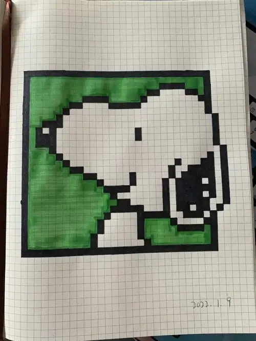 78每日一画欢迎来到史努比的世界～#像素画#像素画临摹79一键发送