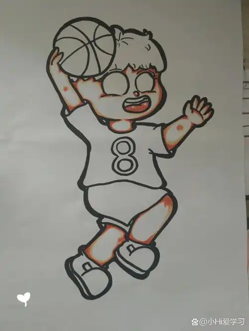 简笔画《投篮的小男孩@小hi爱学习的动态