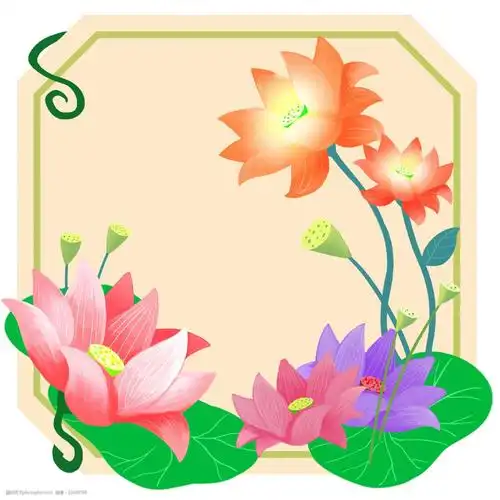 荷叶莲蓬荷花边框