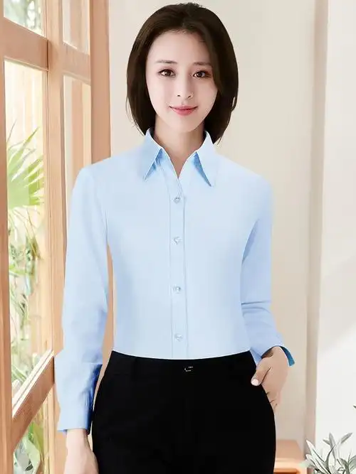长袖白衬衫女士2020秋季新款职业宽松工作服上衣短袖商务正装衬衣