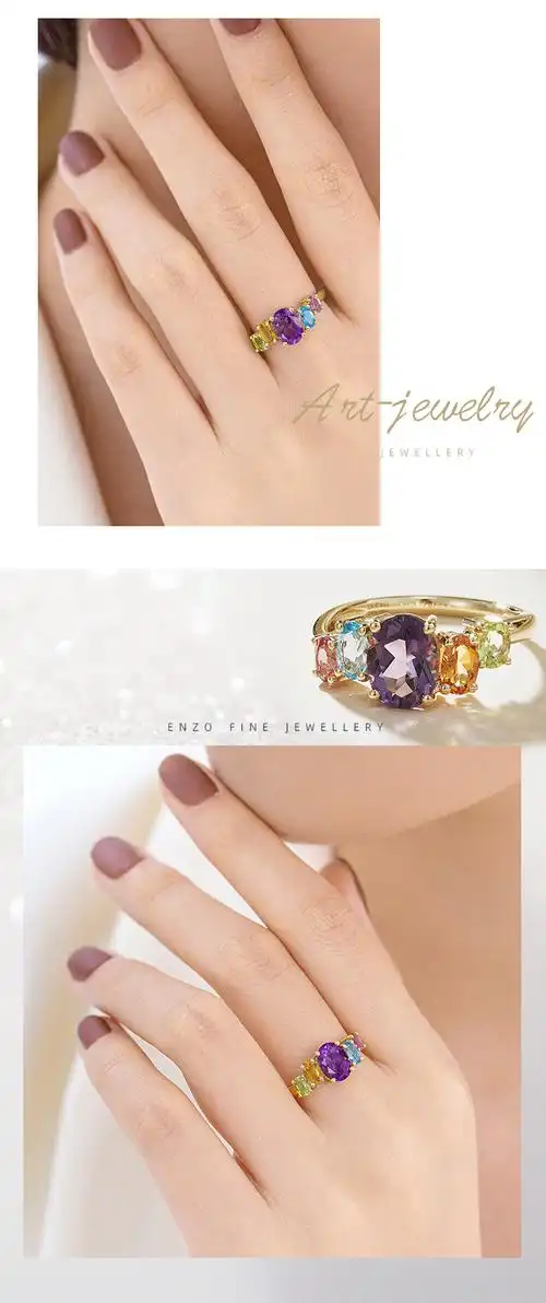 周大福(chow tai fook)宝石戒指 周大福enzo彩宝18k金多彩宝石戒指女