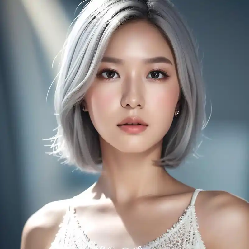 ai# 创作的银发美女,已经很接近真人了,像明星写真