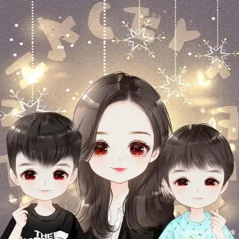 一个妈妈带三个宝宝的漫画头像 微信头像图片大全 -【爱个性】