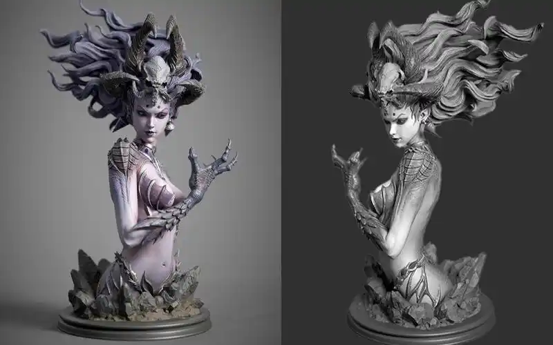 【zbrush雕刻】次世代半身像模型雕刻,zb雕刻高精度手办教程