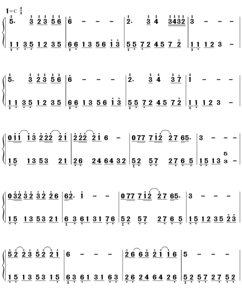 传奇 钢琴双手简谱