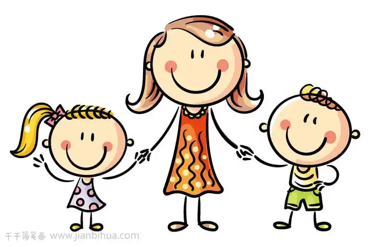 我和妈妈手拉手简笔画