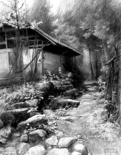 素描风景 素描风景画高清图片 素描风景临摹