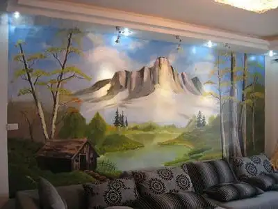 大型室内墙面绘画,墙面喷绘画画师画到墙上墙画承接全国各地墙画