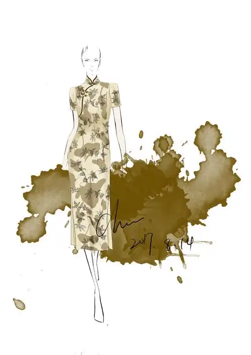 旗袍手绘稿|服装|正装/礼服|衍生chen_原创作品-站酷(zcool)