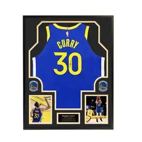 勇士队curry库里亲笔签名球衣 七冠au球员版 含证书 裱框