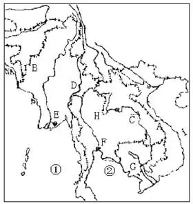 读"中南半岛图",回答问题.