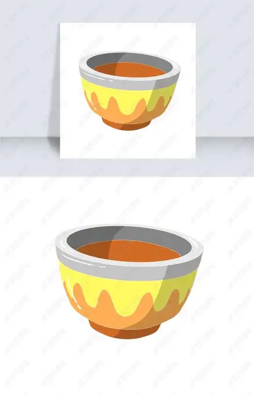 原创卡通黄色碗具插画版权可商用
