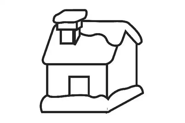 下雪天的房屋简笔画图片素材