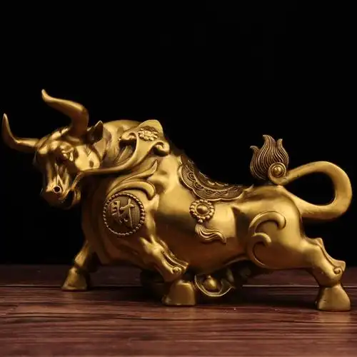 鼎盛福纯铜财福牛飞天牛摆件气势如虹牛气冲天发财纳福客厅办公室饰 d