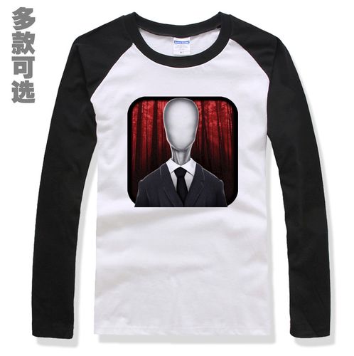 slenderman斯兰达都市传说瘦长鬼影打底纯棉长袖插肩t恤上衣服
