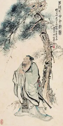 05161986年作孔子行教图立轴设色纸本