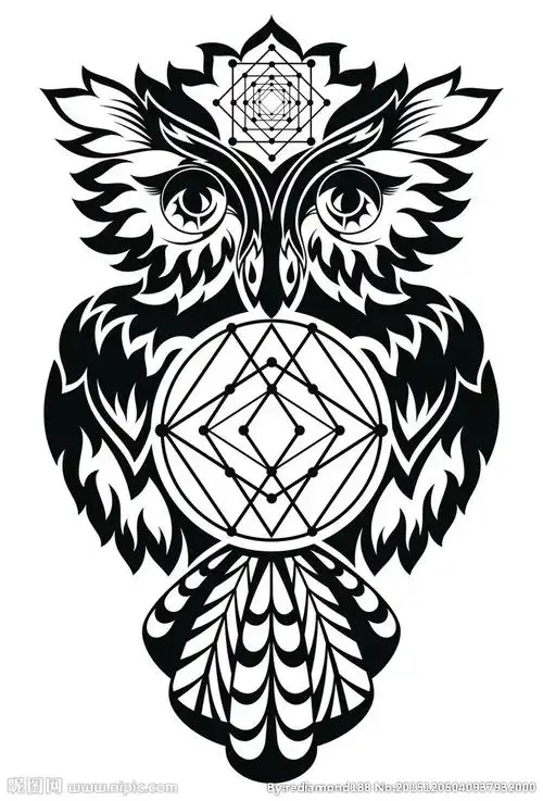 黑白剪影 矢量素材图案 猫头鹰设计图__野生动物_生物世界_设计图库