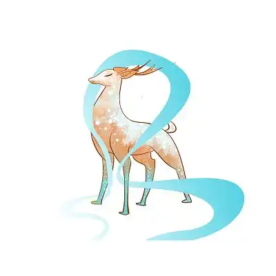 黄色古风国潮中国风手绘麋鹿神鹿国潮元素png素材