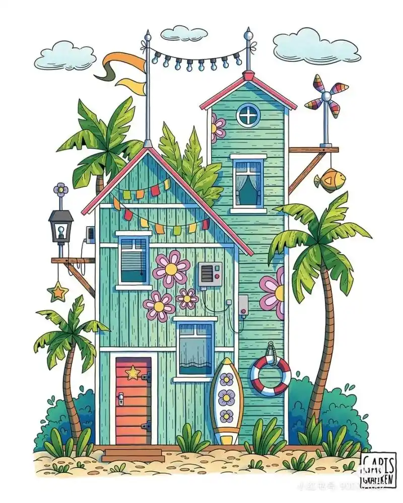 不会画房子,赶紧给孩子点赞收藏吧!#手绘 #儿童画分享 #漫 - 抖音