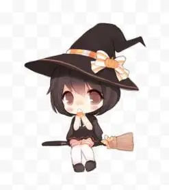q版卡通座扫帚的女巫