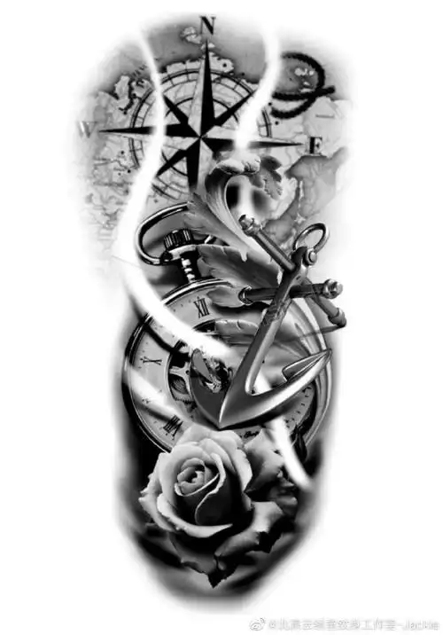 钟表纹身##时间纹身##欧美纹身##素描纹身##写实纹身##纹身手稿