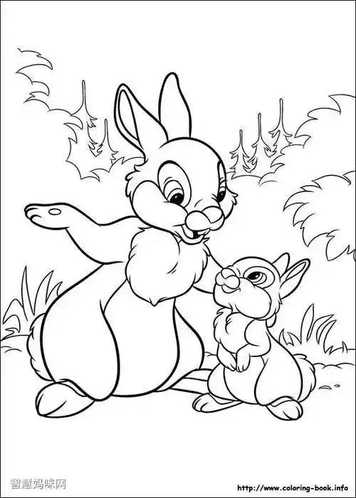 迪士尼兔子简笔画7树林里的兔子简笔画迪士尼卡通动物简笔画儿童涂色