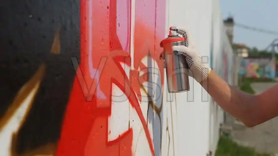 涂鸦艺术家在墙上喷漆